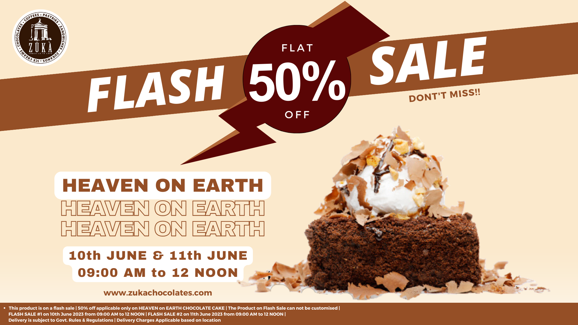 Weekend Flash Sale 50 Percent Off at Zuka Heaven on Earth Chocolate Dessert Vanilla Ice Cream